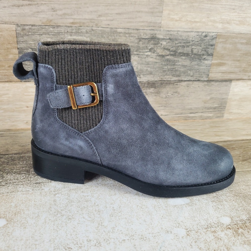Bella Vita Dora Womens Ankle Booties Sz 8 Blue Suede Side Buckle Inside‎ Zip